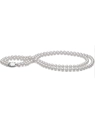 AA+ Quality, 18-inch, 7.0-7.5 mm, Double-Strand White Akoya Pearl Necklace