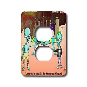 Londons Times Funny Aliens Cartoons - Grounded Alien Teen - Light Switch Covers - 2 plug outlet cover