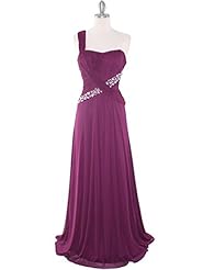 A-line Floor Length Beaded Lace One Shoulder Chiffon Natural   Waistline Prom Dress 
