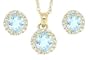 1.35ct Oval Aquamarine and Diamond Pendant Earring Set in 10kt Yellow Gold w/chain