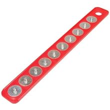Triton Products MagClip 72400 1/4-Inch Drive 1-7/8-Inch by 16-5/8-Inch Red Magnetic Socket Holder Strip and 10 Interchangeable Pegs
