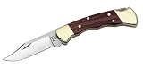 Eigenschaften Buck  / Buck Taschenmesser, Ranger Finger Grooved, Stahl 420 HC, Holzschalen, Messingbacken, Lederetui