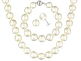 12-14MM COLOR ENHANCED CREAM MANMADE ORGANIC MOTHER OF PEARL STERLING SILVER JEWELRY SET