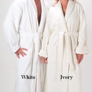 LUXURY SET OF 2 UNISEX 1200TC EGYPTIAN COTTON BATH ROBE WHITE