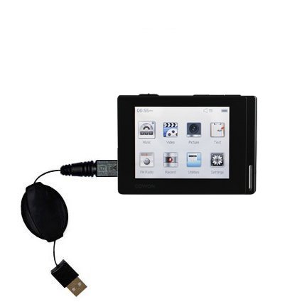 Retractable USB Cable for the Cowon iAudio D2 Plus with Power Hot Sync and Charge capabilities - uses Gomadic TipExchange Technology