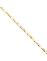 14K Yellow Gold 3.5mm Semi-Solid Figaro Chain Necklace