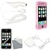 Apple iPhone 1st Gen (NOT for iPhone 3G) PDA Accessory Bundle Kit - Rapid Home Travel + Car Charger with Ic Chip + Pink Silicon Skin Case With Armband + Premium Reusable Screen Protector with Lint Cleaning Cloth By Ikross