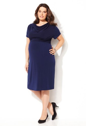 Avenue Plus Size Drape Neck Short-Sleeve Dress