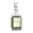 14K White Gold Prasiolite (Green Amethyst) and Diamond Pendant