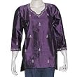 Kurti Purple Womens Tops Clothing from India Fashion for Summer Embroidery Size S