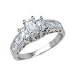 Sterling Silver Rhodium Engagement Ring with Clear CZ - Size: 5-9