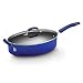 Rachael Ray Porcelain Enamel II Nonstick Covered Oval Saute with Helper Handle, 5-Quart, Blue