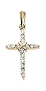 0.225tcw 14 Karat Yellow Gold Diamond Cross Pendant