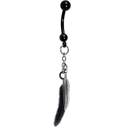 Anodized Titanium Black Feather Belly Ring