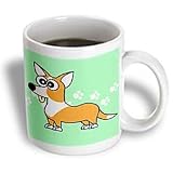 Janna Salak Designs Dogs - Tan Cardigan Corgi with Paw Prints - Mugs