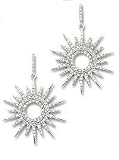Sun Dial Earrings 925 Sterling Silver with clear CZs