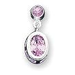 Earrings - Sterling Silver Pink Oval Diamond-like Cubic Zirconia Earrings