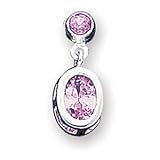 Earrings - Sterling Silver Pink Oval Diamond-like Cubic Zirconia Earrings