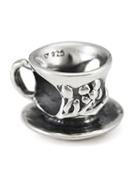 Genuine Ohm Beads (TM) Product. 925 Sterling Silver Pretty Teacup European Bead Charm. 100% Satisfaction Guaranteed.