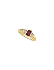 14K Yellow Gold - Genuine Ruby & Diamond Ring