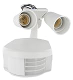 Leviton RS110-1FW 500W Incandescent, 110 Degree, 2500 Square Feet Coverage, PIR Outdoor Occupancy Sensor with Dual Floodlights, White