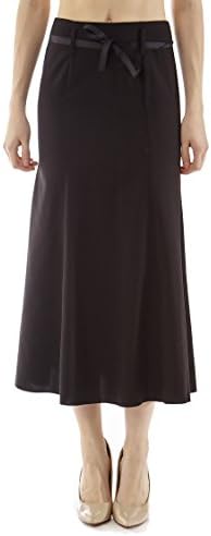 8470 Women Career Business Fitted Long Flare Skirt Black XXXL