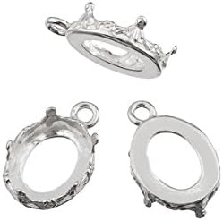 10 Pack - Oval Bezel Cup Settings 10x12 Mm Findings Sterling Silver 925 Pendant 357
