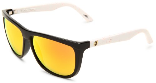 Electric Visual Tonette Rectangular Sunglasses,Orange Splatter Frame/Bronze with Red Chrome Lens,one size