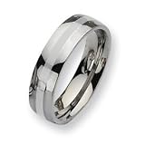 Stainless Steel Silver Inlay 6mm Polished Band SR37-12