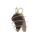 Tourmaline Pendant 01 Cage Black Stone Crystal Healing Gold Spiral Coil Charm Gem 1.5