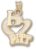 Pittsburgh Panthers Solid 10K Gold ''I Heart PITT'' 3/4'' Pendant