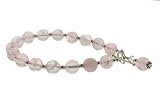 Rose Quartz and Sterling Silver Bracelet with Swarovski Crystal, 6.5