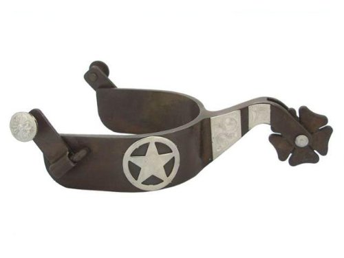Western Show Spurs Silver Star Concho Clover Rowel Mens