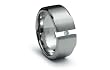Wide Satin High Polish Stainless Steel Tension Ring with CZ