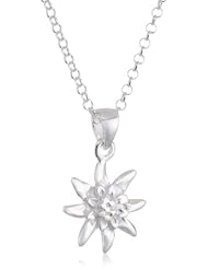 VINANI brand Germany 925 Sterling Silver Women Pendant small Edelweiss with Cable Link Chain Necklace AEDD-T