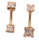 Nickel Free 14 karat yellow gold belly button ring Square Shaped