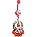 BIOPLAST Red BOHO BEADED CHANDELIER Belly Ring