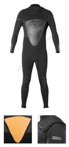 Hyperflex Wetsuits Men's Flow 4/3mm Front Zip Full Suit,Black/Black,Large Long On Sale
