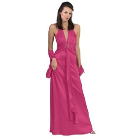 #905 - BEST SELLER - Formal Evening Gown. Elegant Satin finish dress with a full flaired and full length hemline. Halter styling full length.