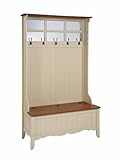 Powell French Country Hall Tree with Storage Bench, Maple/Linen