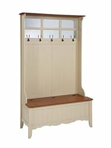Powell French Country Hall Tree With Storage Bench