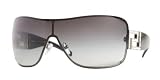 VERSACE EYEWEAR - VERSACE 2072B 100/08G SILVER/GRAY GRADIENT SHIELD SUNGLASSES.