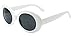 My Shades - White Oval Round Sunglasses Thick Bold Retro Clout Goggles (White, Smoke)