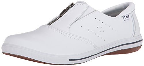 Keds Womens Pacey Zip Up Leather Fashion Sneaker White 10