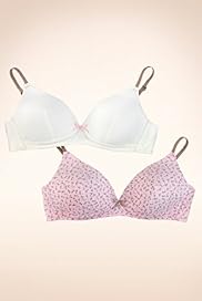 2 Pack Angel Cotton Rich Floral Non Wired Bras