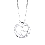 Sterling Silver "Mothers and Daughters Are Joined In the Heart" Double Heart Pendant, 18"