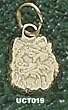 Univ Of Connecticut Huskie Head 3/8" Charm/Pendant -14K/10K, Stainless Steel or Gold Plated