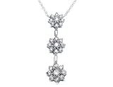 Flower Diamond Pendant 1/2 Carat (ctw) in White Gold with Chain
