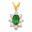 14K Yellow Gold Chrome Tourmaline and Diamond Pendant