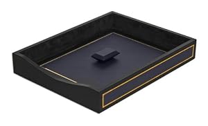 24Kt Gold Tooled Letter Tray w/Lid